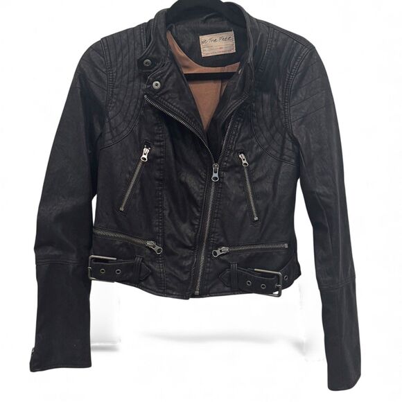 We The Free Felix Faux Vegan Leather Moto Motorcycle Jacket XS Biker - Picture 1 of 8
